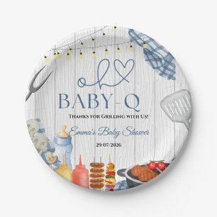 Baby-Q Boy Rustikale BBQ-Baby-Party Pappteller