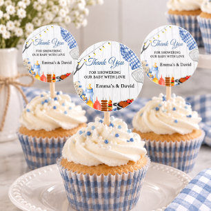 Baby-Q Boy Rustikale BBQ-Baby-Party Runder Aufkleber