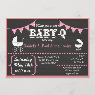 Baby-Q Chalkboard Baby Shower Einladungen (Pink2)