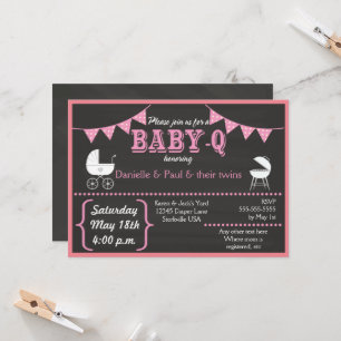 Baby-Q Chalkboard Pink Baby Dusche Einladung
