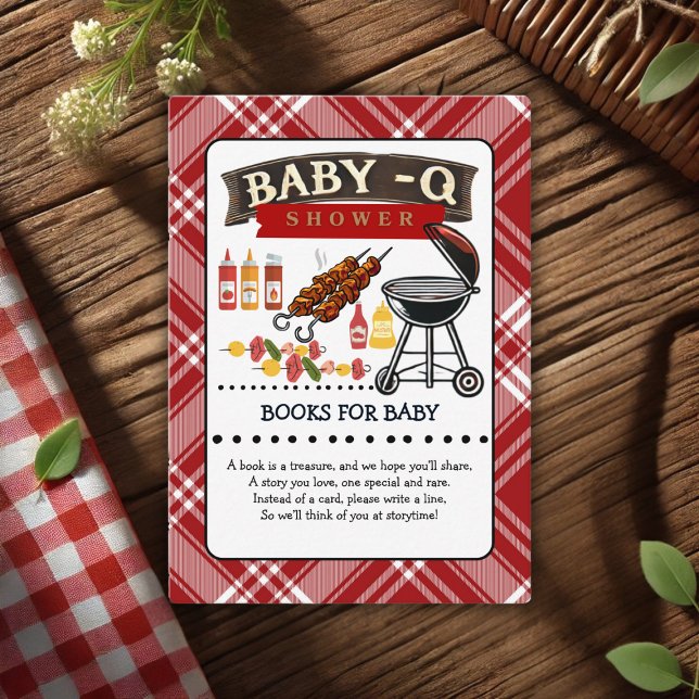 Baby-Q Checkered Red & Black Grill Baby Dusche Begleitkarte (Von Creator hochgeladen)