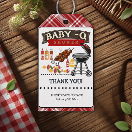 Baby-Q Checkered Red & Black Grill Baby Dusche Geschenkanhänger