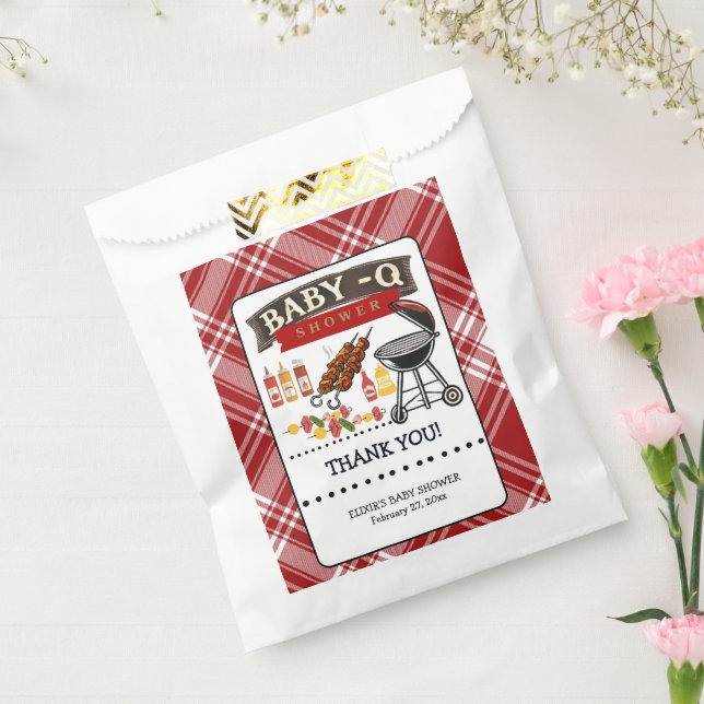 Baby-Q Checkered Red & Black Grill Baby Dusche Geschenktütchen (Versiegelt)