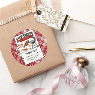 Baby-Q Checkered Red & Black Grill Baby Dusche Runder Aufkleber