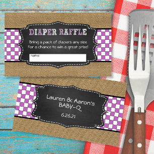 Baby Q Diaper Raffle Ticket kleine Menge Begleitkarte