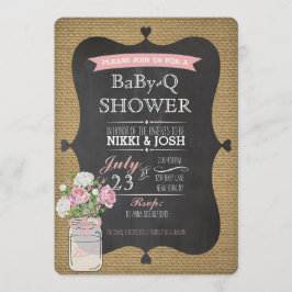 BaBy-Q Dusche Burlap Mason Jar Chalkboard Einladun Einladung