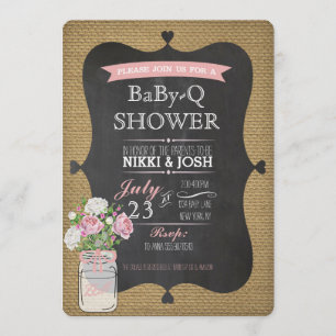 BaBy-Q Dusche Burlap Mason Jar Chalkboard Einladun Einladung