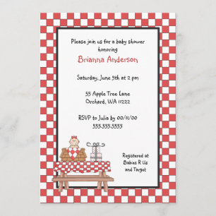 Baby Q Dusche Einladung Mädchen mit leichter Haut