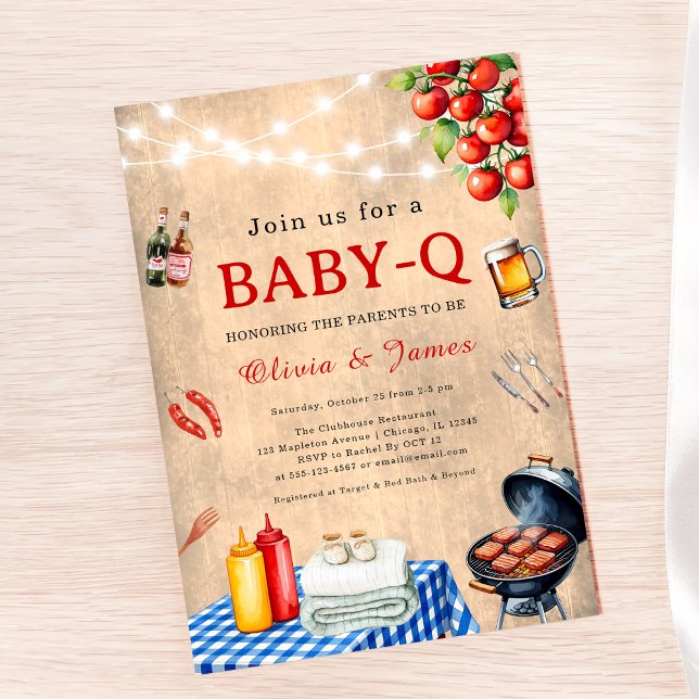 Baby-Q-Dusche - GRILLEN Paares Babydusche Einladung (Baby-Q Shower Invitation BBQ Baby Shower Invite Couples Baby Shower Invite Backyard Baby Shower )