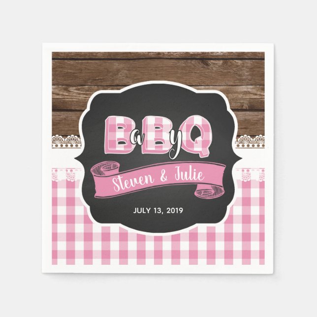 Baby Q Dusche Napkin - Light Pink Serviette (Vorderseite)