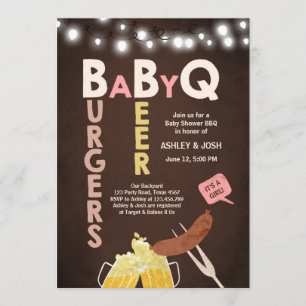 Baby Q Einladung Coed GRILLEN Baby Shower Rustic G