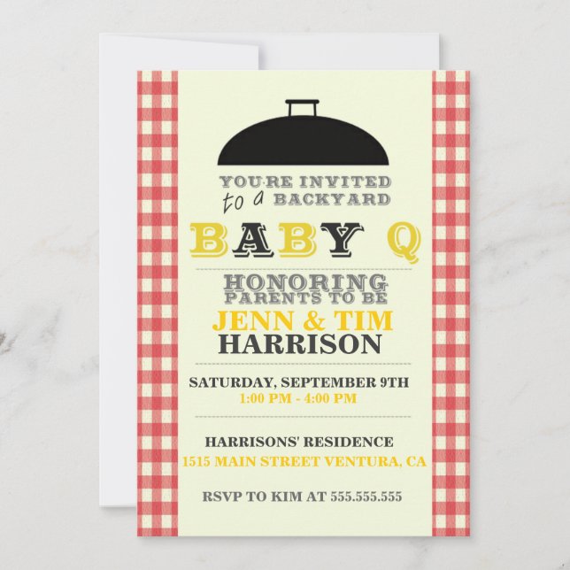 BaBy Q Einladungen für Babyduschen (Vorderseite)