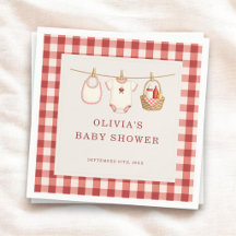 Baby-Q Gingham Rot Co-ed Baby Shower Party