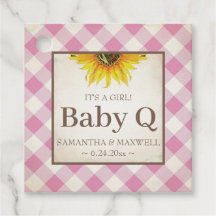 Baby Q Gingham und Sonnenblume Danke Rosa