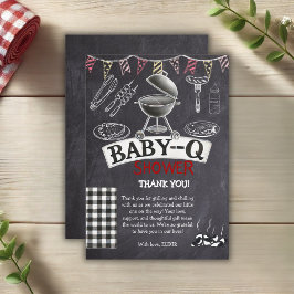 Baby-Q Grill Babydusche im Kopfbrett Dankeskarte