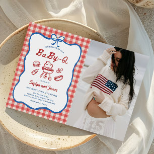 Baby Q Hinterhof BBQ 4. Juli Baby Shower Foto Einladung
