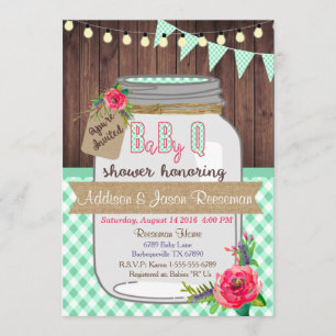 Baby Q Mason Jar Baby Shower Einladung GRILLEN