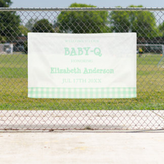 Baby-Q Mint Green Gingham Baby Shower Banner