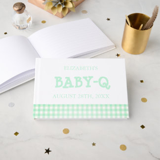 Baby-Q Mint Green Gingham Baby Shower Gästebuch