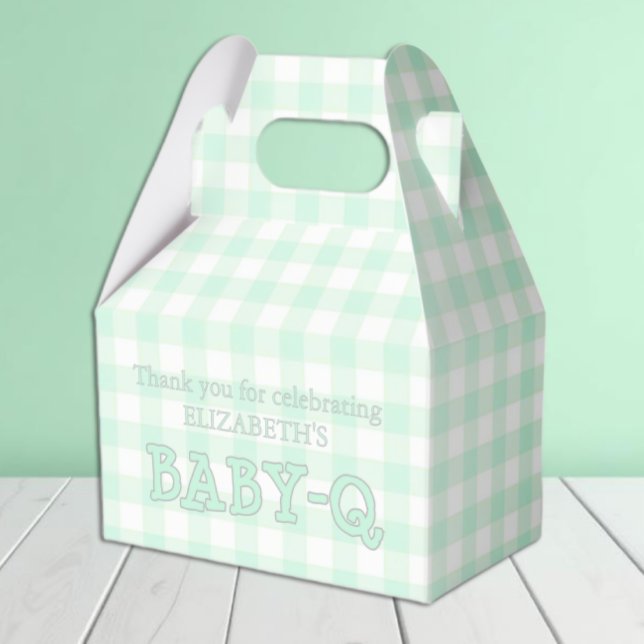 Baby-Q Mint Green Gingham Baby Shower Geschenkschachtel (Von Creator hochgeladen)