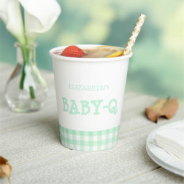 Baby-Q Mint Green Gingham Baby Shower Pappbecher