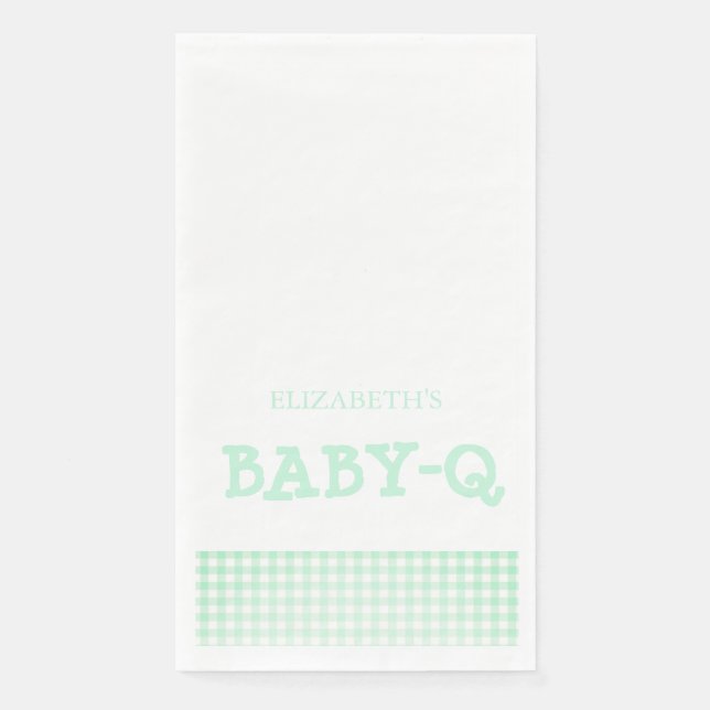 Baby-Q Mint Green Gingham Baby Shower Serviette (Vorderseite)
