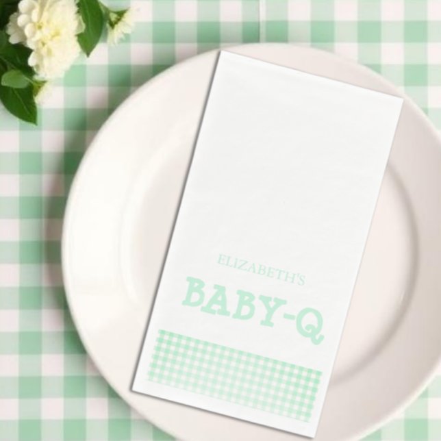 Baby-Q Mint Green Gingham Baby Shower Serviette (Von Creator hochgeladen)