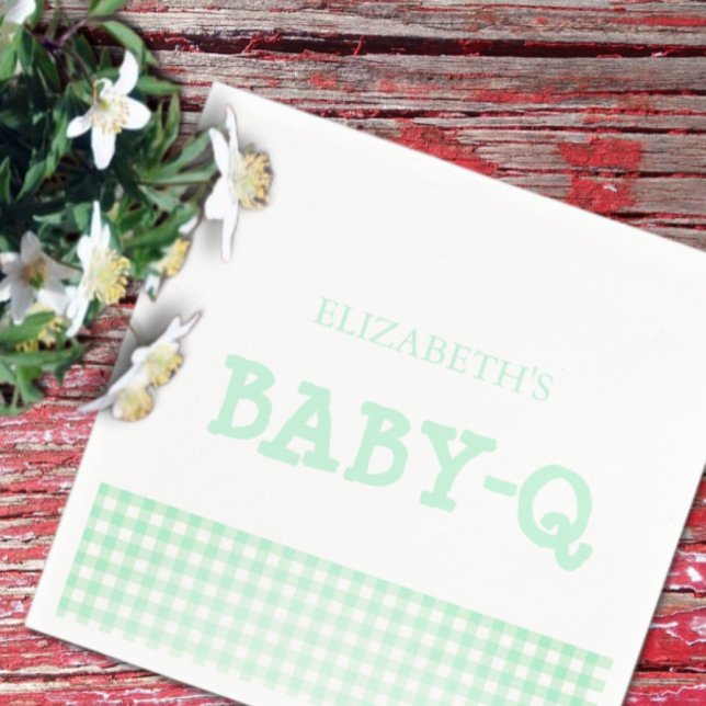 Baby-Q Mint Green Gingham Baby Shower Serviette (Von Creator hochgeladen)