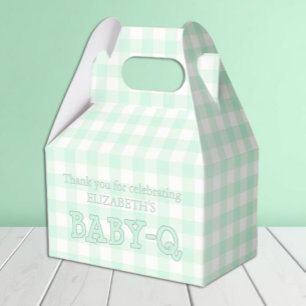 Baby-Q Mintgrün Gingham-Baby-Party Geschenkschachtel