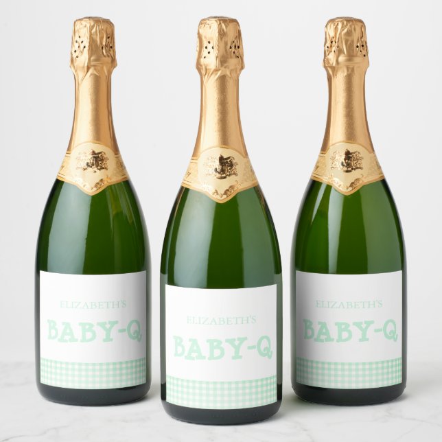 Baby-Q Mintgrün Gingham Baby Shower (Flaschen)