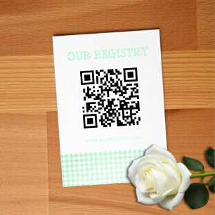 Baby-Q Mintgrün Gingham Baby Shower Geschenkeliste Begleitkarte