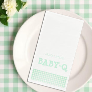 Baby-Q Mintgrün Gingham Baby Shower Serviette