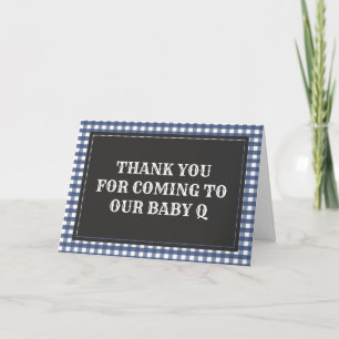 Baby Q Navy Karo Baby Shower Danksagungskarte Karte