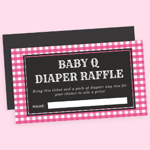 Baby Q Pink Kariert Baby Shower Windel-Raffle Begleitkarte