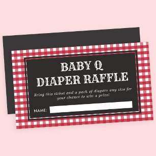Baby Q Rot Kariert Baby Shower Windel-Raffle Begleitkarte