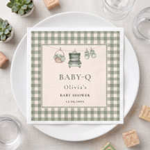 Baby Q Sage Gingham Wäscheleine Grill Papier
