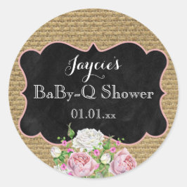 BaBy-Q Shower Burlap Mason Jar Circle Sticker