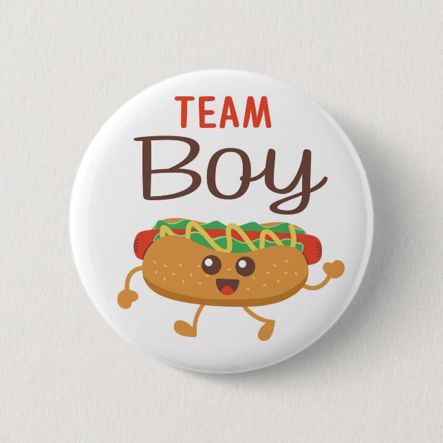 Baby-Q-thematisches Geschlecht offenbart Team Boy  Button (Vorderseite)