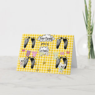 Baby Quad Footprints auf Gingham Karte