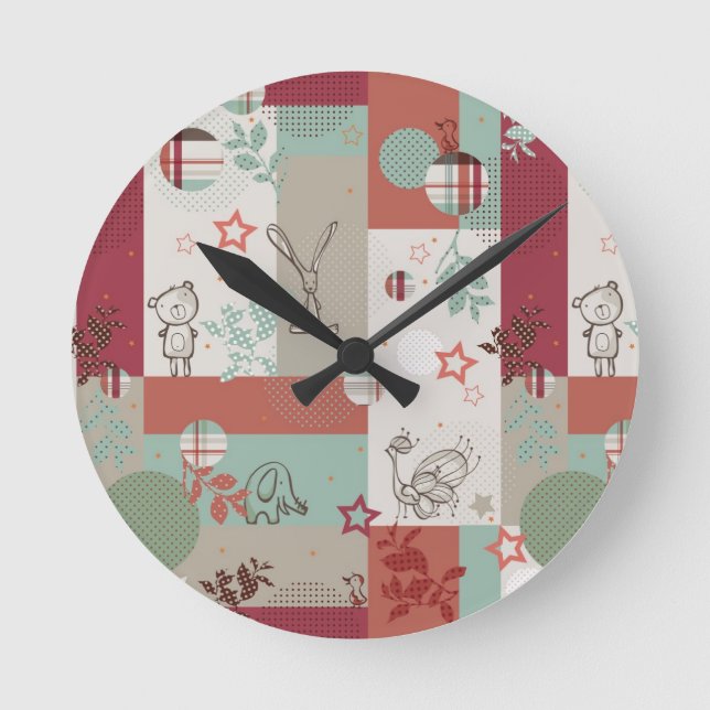 Baby Quilt Muster 2 Runde Wanduhr (Vorderseite)