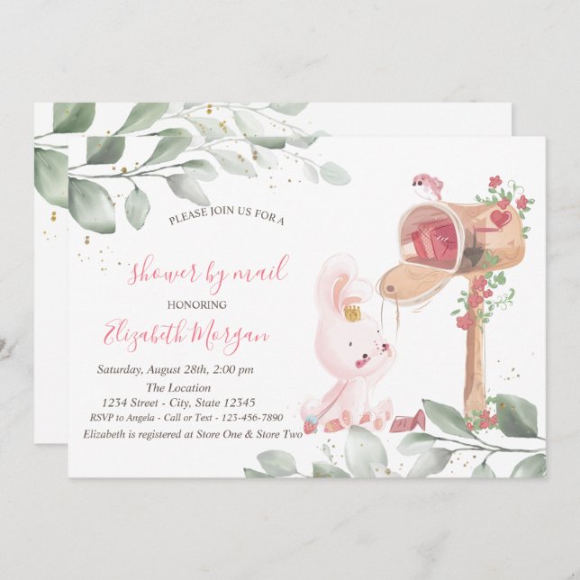 Baby Rabbit Virtual Baby Dusche Einladung (Vorne/Hinten)