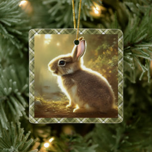 Baby Rabbit Wildlife Portrait Personalisiert Keramikornament