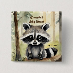 Baby Raccoon Gender Neutral Baby Dusche Button