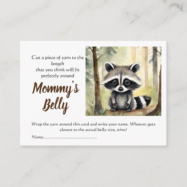 Baby Raccoon Guess Mama Bly Size Baby Bump Game Begleitkarte (Vorderseite)