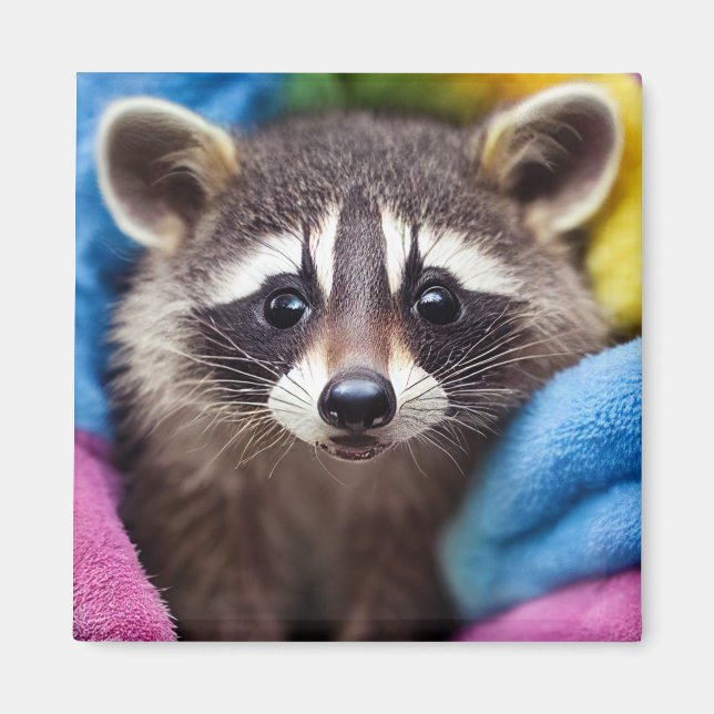 Baby Raccoon Magnet - Rainbow Critters (Vorne)