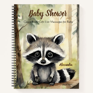 Baby Raccoon Neutral Baby Shower Gästeliste Notizbuch
