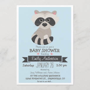 Baby Raccoon, Woodland Baby Dusche oder Sprinkle Einladung