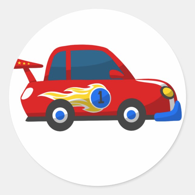 Baby Racing Cartoons car Runder Aufkleber (Vorderseite)