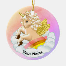 Baby Rainbow Unicorn Keramik Ornament