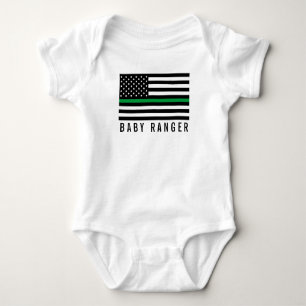Baby Ranger Thin Green Line American Flag Baby Strampler